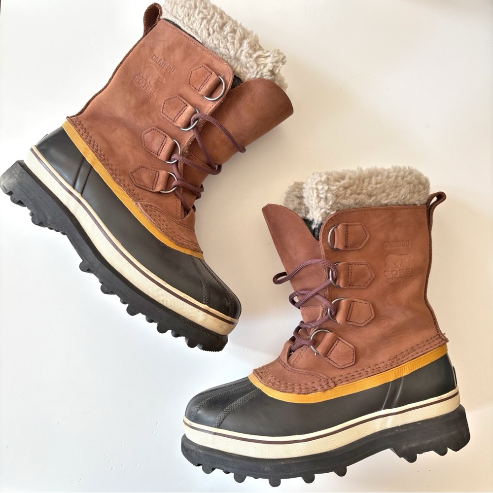 Sorel || Caribou Waterproof Insulted Snow Boots Removable Liner Brown Black 7.5